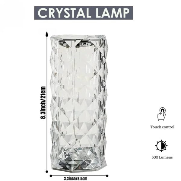 Diamond Rose Crystal Lamp